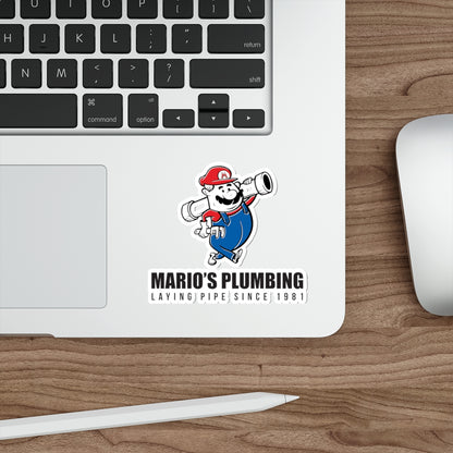Marios Plumbing Laying Pipe Since 1981 - vinyl die cut sticker