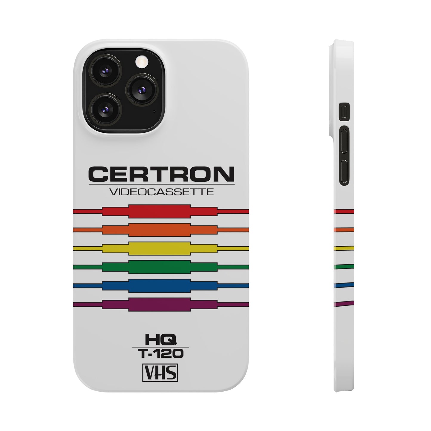 VHS Visions - retro Certron HQ T-120 VHS tape inspired slim iPhone cases