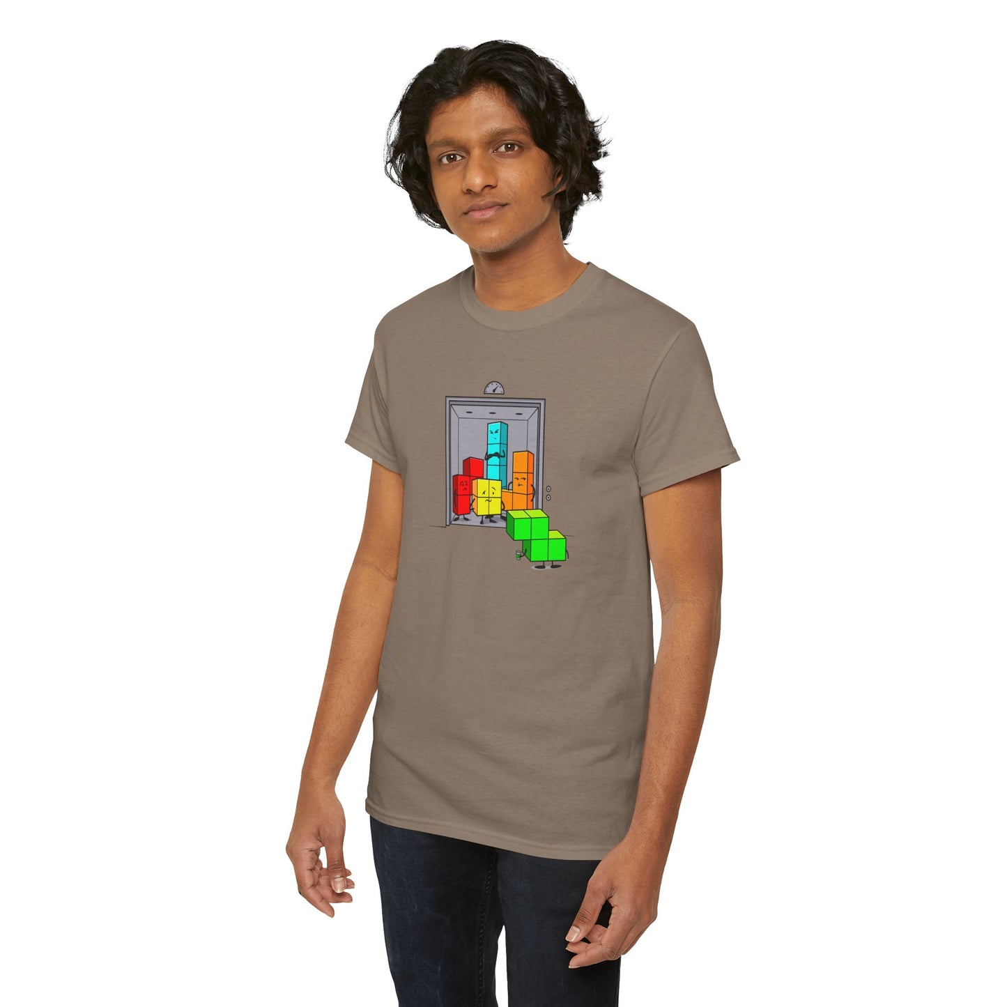 NES Tetris-inspired crowded elevator character mascot unisex t-shirt