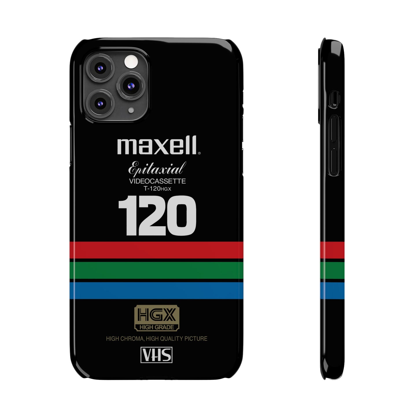 VHS Visions - retro Maxell Epitaxial T-120HGX VHS tape inspired slim iPhone cases