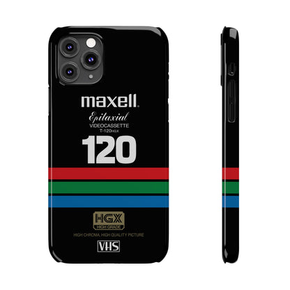 VHS Visions - retro Maxell Epitaxial T-120HGX VHS tape inspired slim iPhone cases