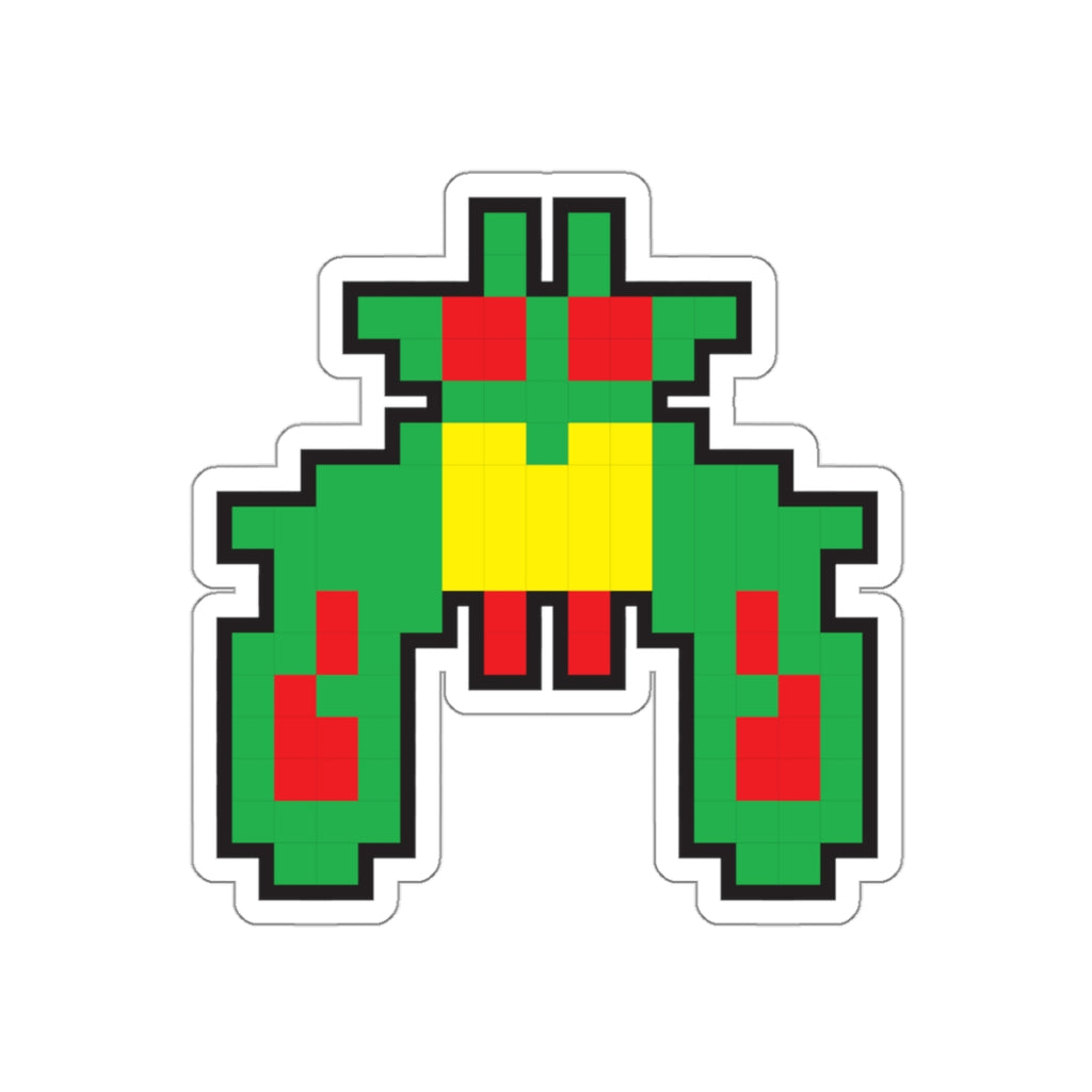 8-bit Legends: Galaga Green Boss die-cut stickers - Rerun Designs