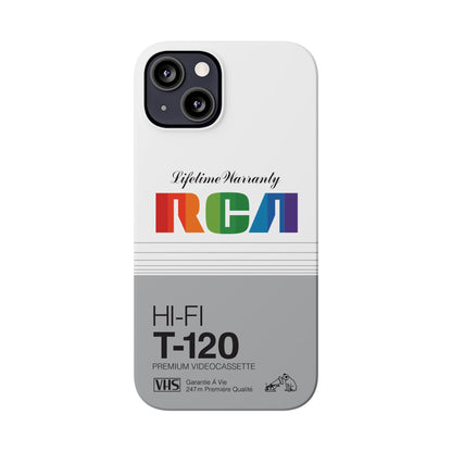 VHS Visions - retro RCA HI FI T-120 VHS tape inspired slim iPhone cases