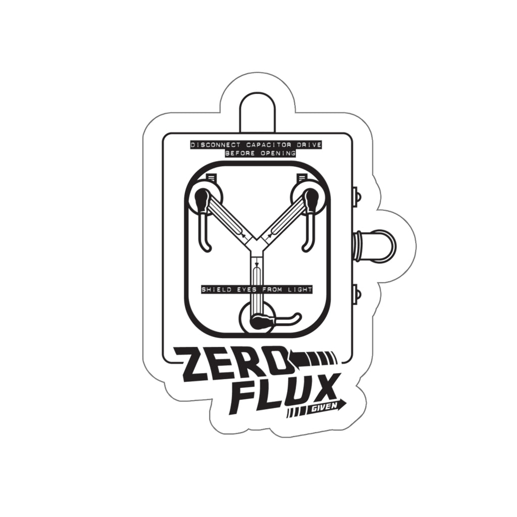 Back to the Future movie inspired "Zero Flux Given" flux capacitor die-cut vinyl sticker - Rerun Designs