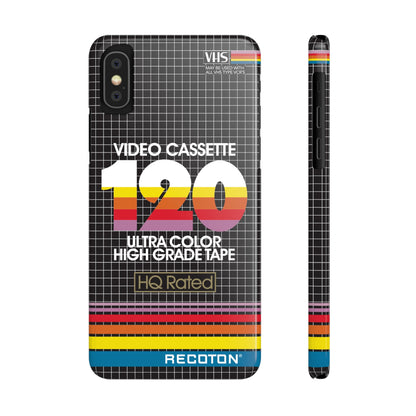 VHS Visions - retro RECOTON Ultra Color High Grade HQ 120 VHS tape inspired slim iPhone cases
