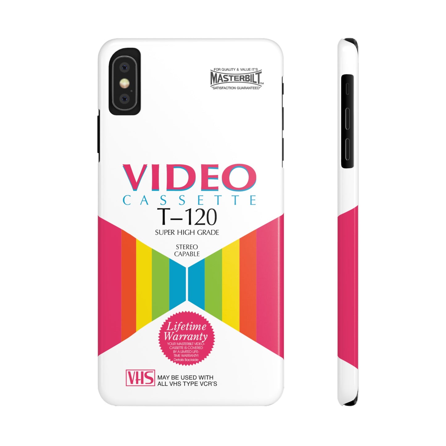VHS Visions - retro Masterbilt T-120 Super High Grade VHS tape inspired slim iPhone cases