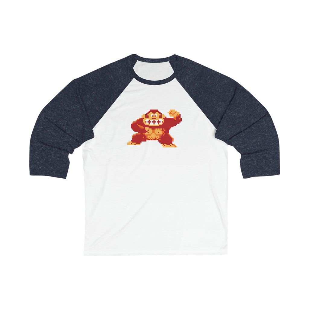 8-bit Legends: DonkeyKong unisex 3/4 sleeve baseball t-shirt - Rerun Designs