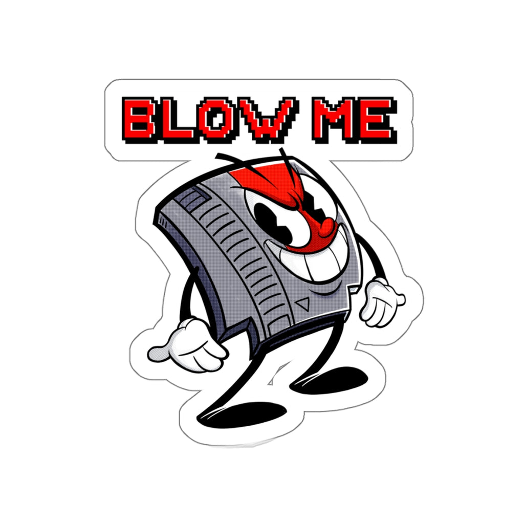 "Blow Me" classic NES video game cartridge inspired die-cut vinyl stickers - Rerun Designs