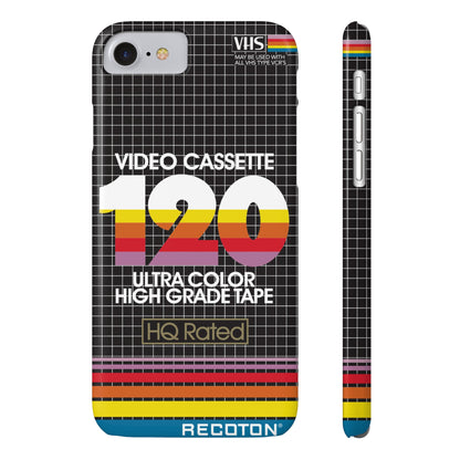 VHS Visions - retro RECOTON Ultra Color High Grade HQ 120 VHS tape inspired slim iPhone cases