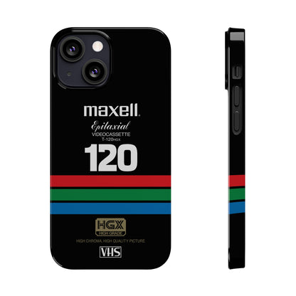 VHS Visions - retro Maxell Epitaxial T-120HGX VHS tape inspired slim iPhone cases