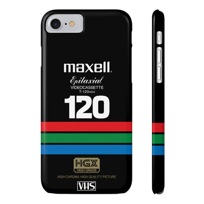 VHS Visions - retro Maxell Epitaxial T-120HGX VHS tape inspired slim iPhone cases