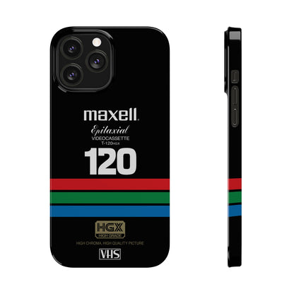 VHS Visions - retro Maxell Epitaxial T-120HGX VHS tape inspired slim iPhone cases