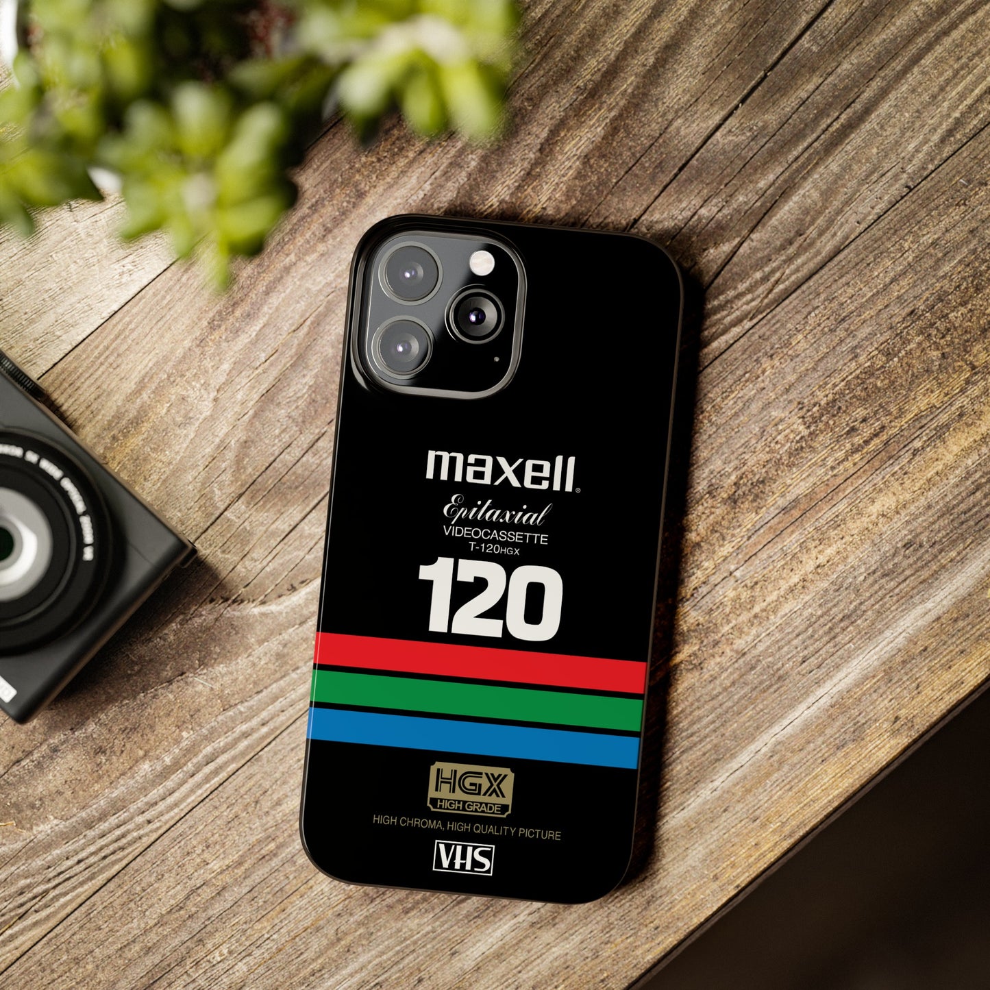 VHS Visions - retro Maxell Epitaxial T-120HGX VHS tape inspired slim iPhone cases