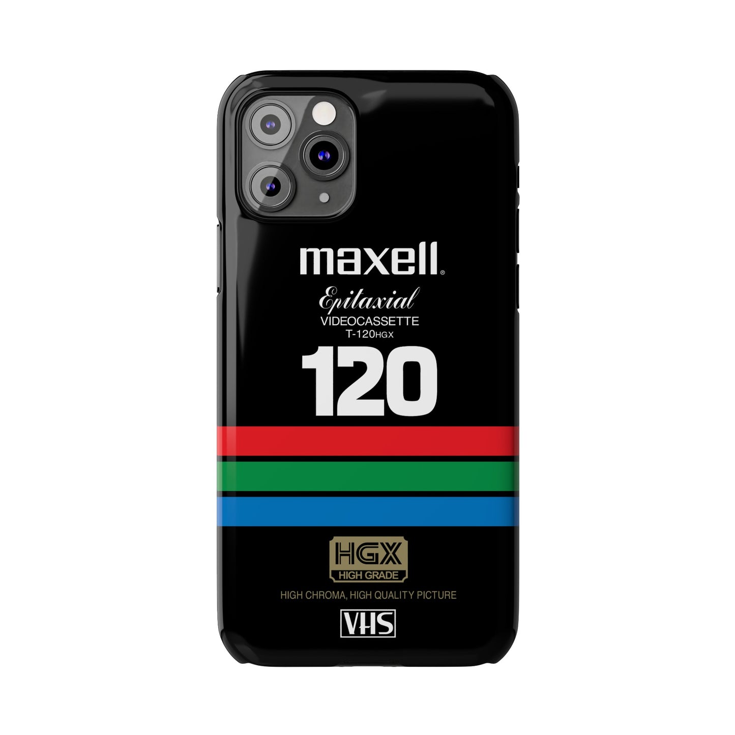 VHS Visions - retro Maxell Epitaxial T-120HGX VHS tape inspired slim iPhone cases