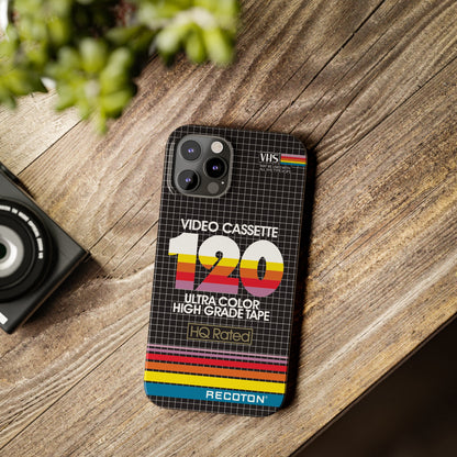 VHS Visions - retro RECOTON Ultra Color High Grade HQ 120 VHS tape inspired slim iPhone cases