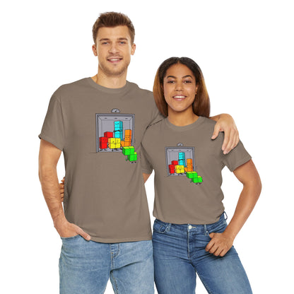 NES Tetris-inspired crowded elevator character mascot unisex t-shirt