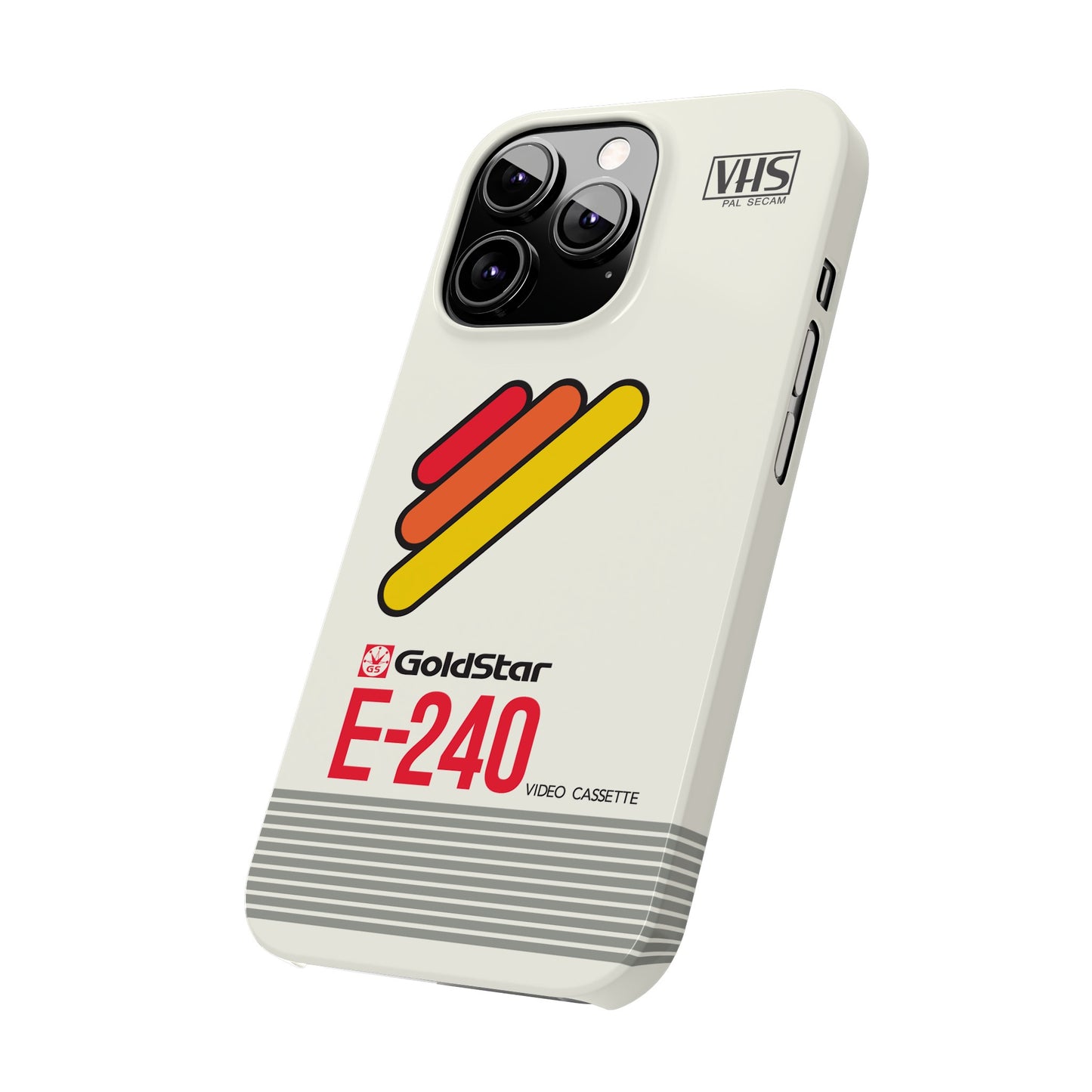 VHS Visions - retro Goldstar E-240 VHS tape inspired slim iPhone cases