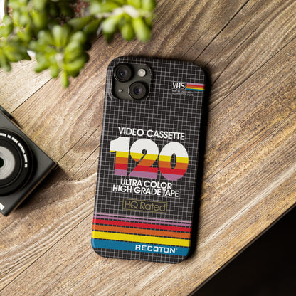 VHS Visions - retro RECOTON Ultra Color High Grade HQ 120 VHS tape inspired slim iPhone cases