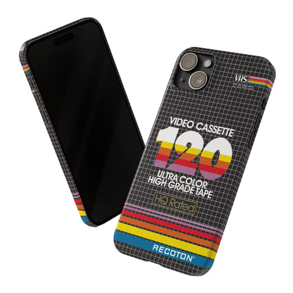 VHS Visions - retro RECOTON Ultra Color High Grade HQ 120 VHS tape inspired slim iPhone cases