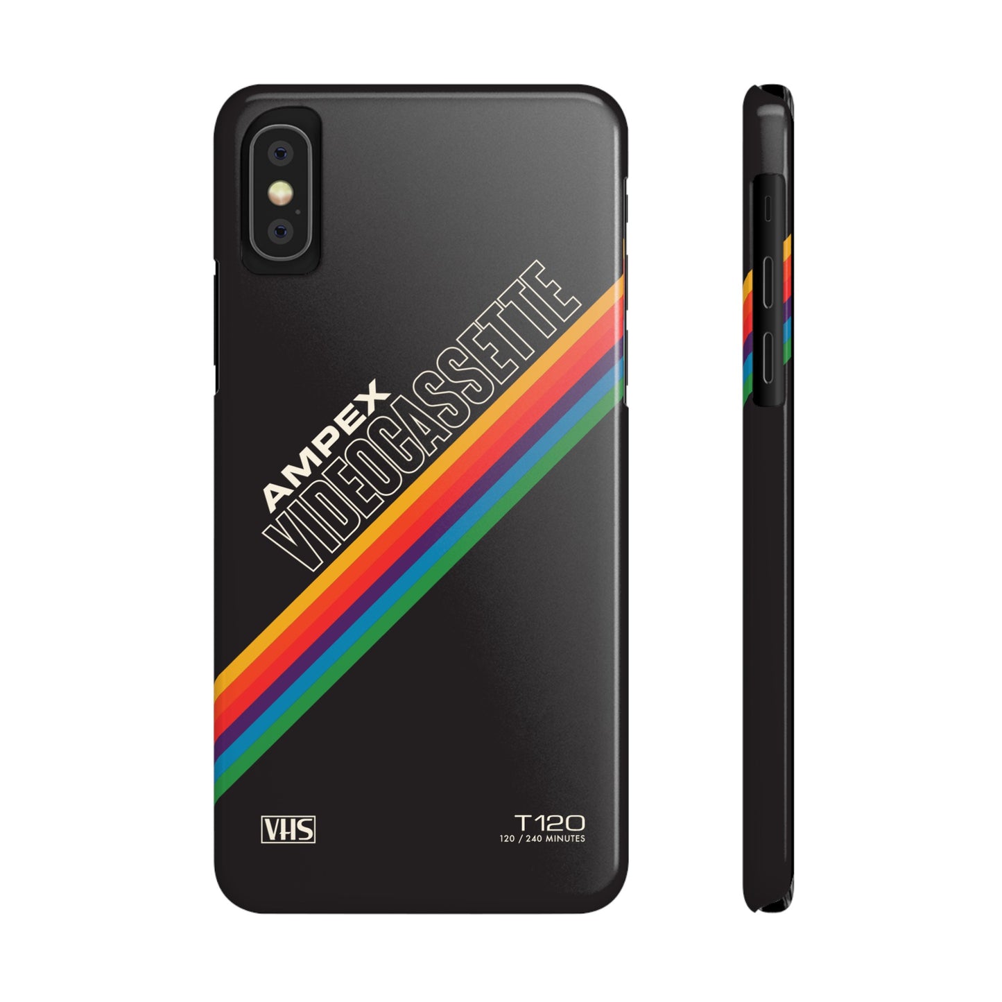 VHS Visions - retro AMPEX T-120 VHS tape inspired slim iPhone cases
