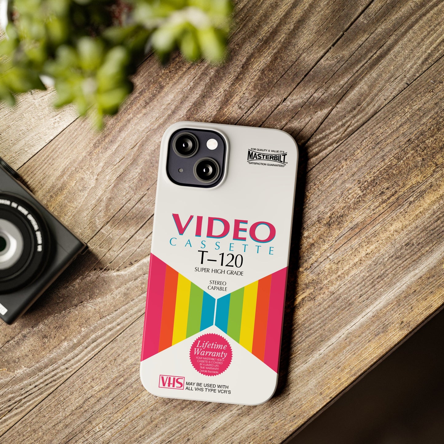 VHS Visions - retro Masterbilt T-120 Super High Grade VHS tape inspired slim iPhone cases