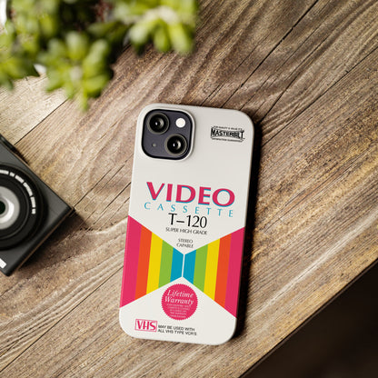 VHS Visions - retro Masterbilt T-120 Super High Grade VHS tape inspired slim iPhone cases