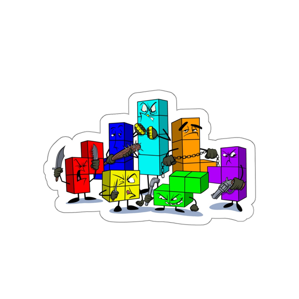 NES Tetris-inspired "Original Video Game Gangsters" vinyl die-cut stickers - Rerun Designs