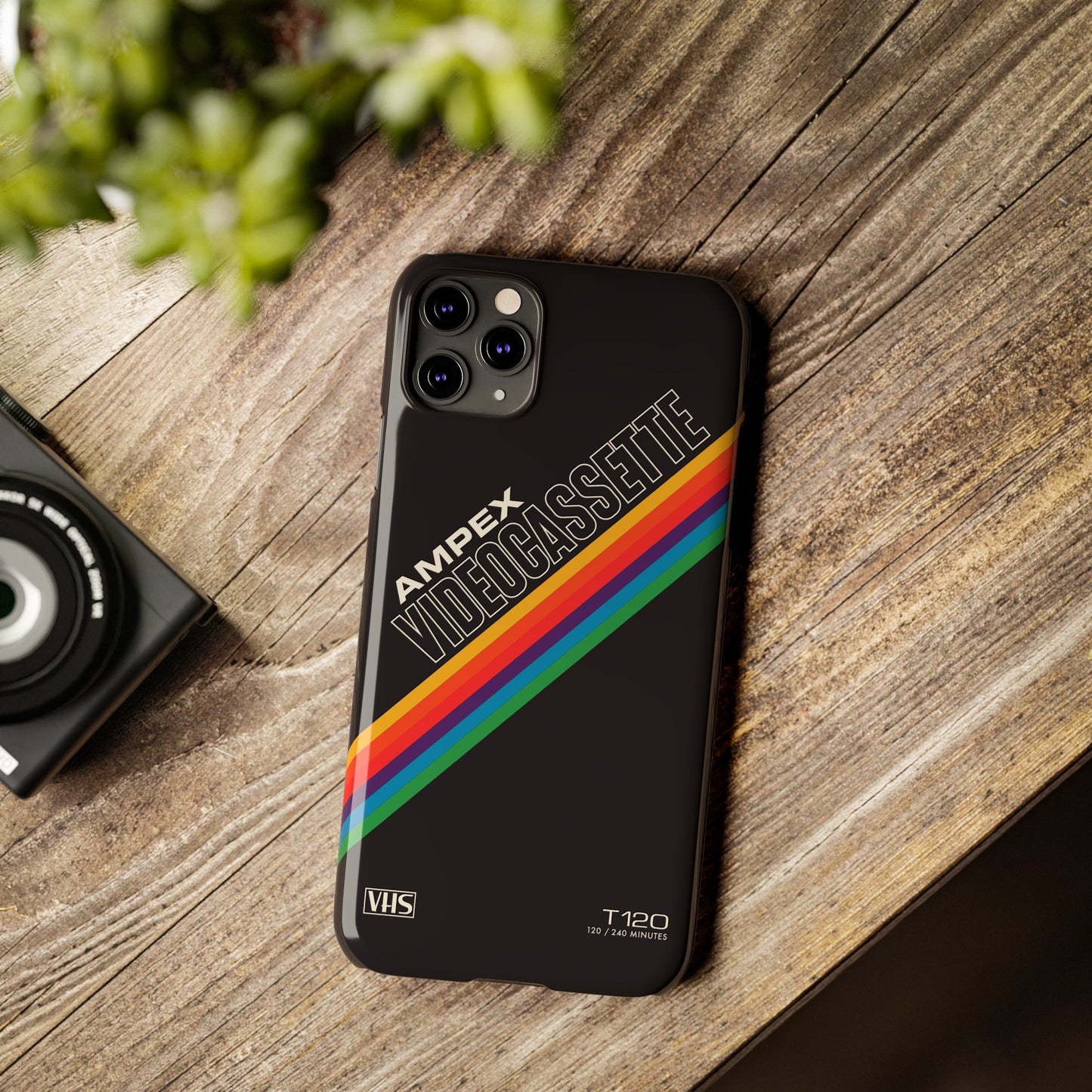 VHS Visions - retro AMPEX T-120 VHS tape inspired slim iPhone cases