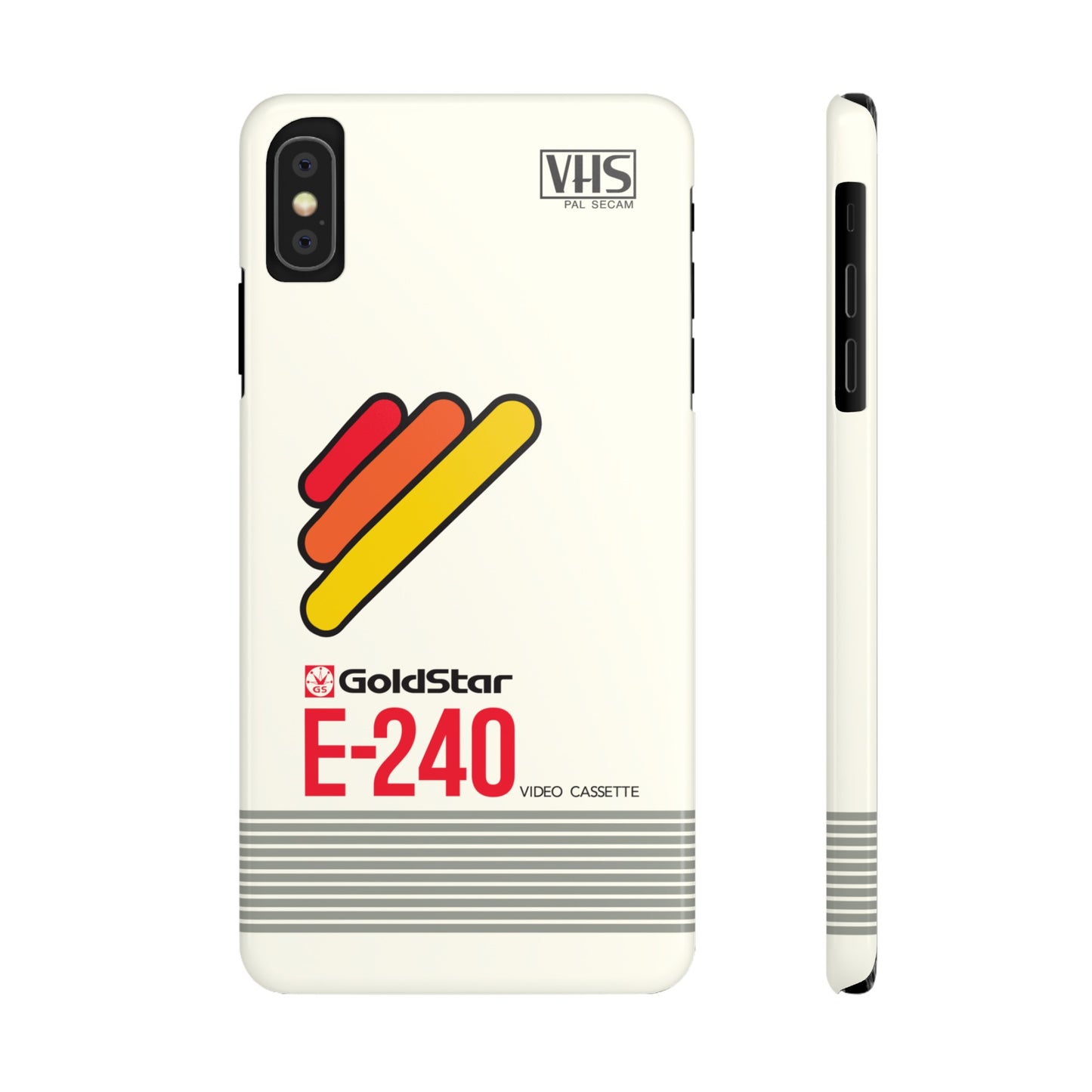 VHS Visions - retro Goldstar E-240 VHS tape inspired slim iPhone cases