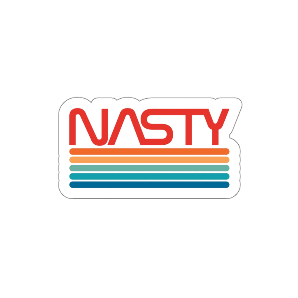 NASTY vintage rainbow NASA logo inspired die-cut stickers - Rerun Designs