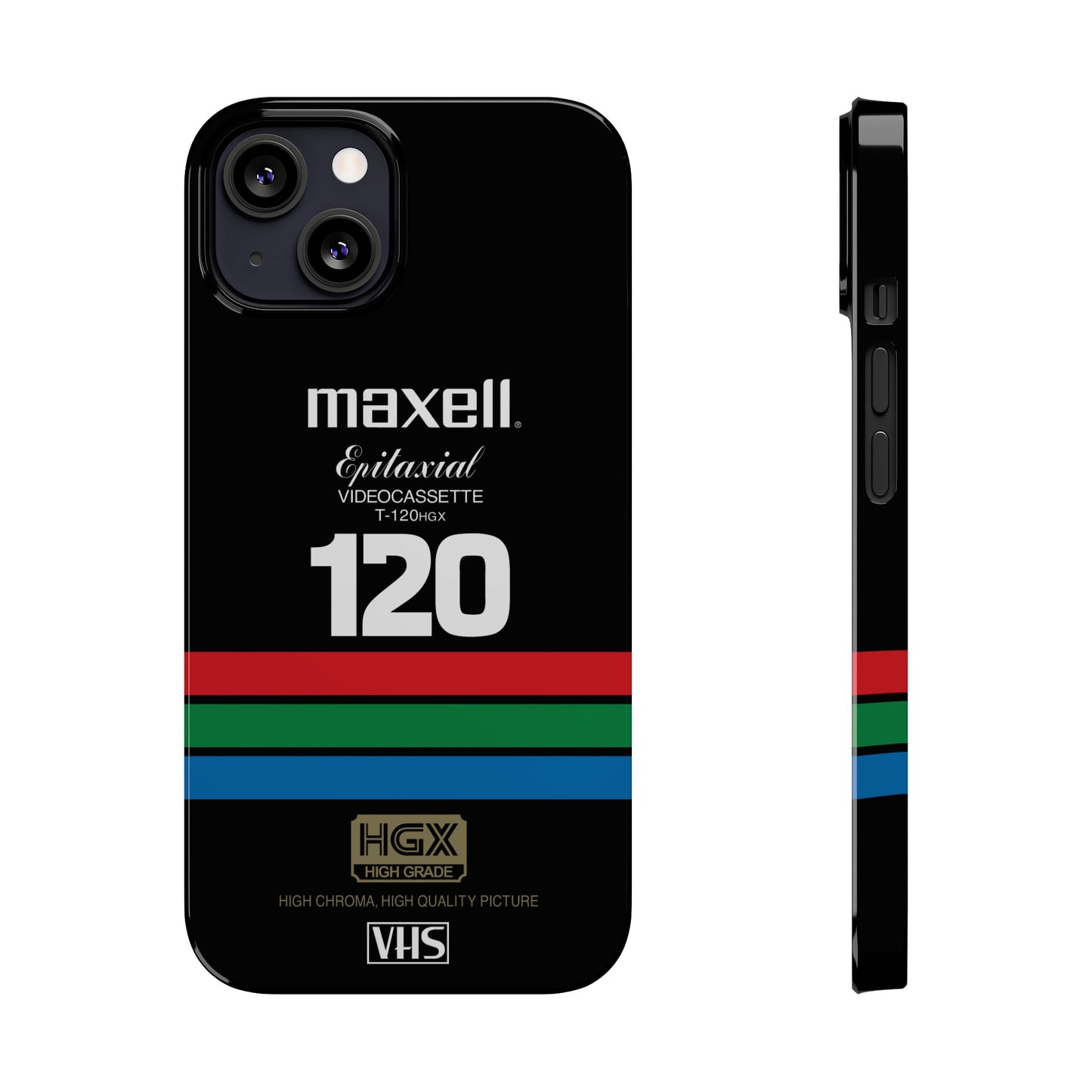 VHS Visions - retro Maxell Epitaxial T-120HGX VHS tape inspired slim iPhone cases