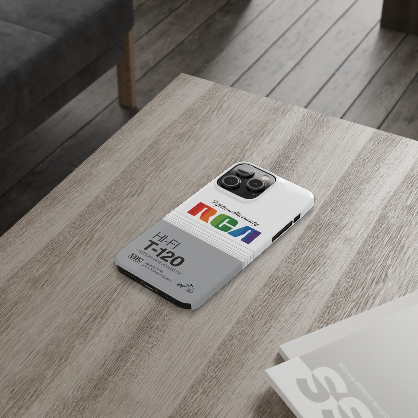 VHS Visions - retro RCA HI FI T-120 VHS tape inspired slim iPhone cases
