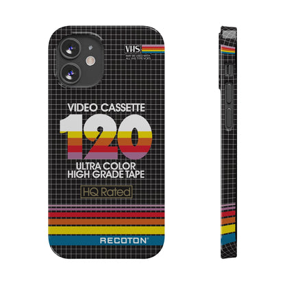 VHS Visions - retro RECOTON Ultra Color High Grade HQ 120 VHS tape inspired slim iPhone cases