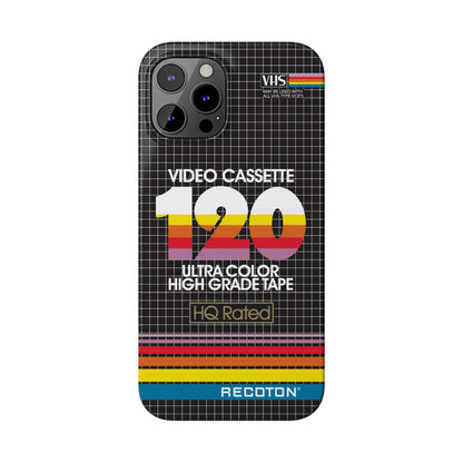 VHS Visions - retro RECOTON Ultra Color High Grade HQ 120 VHS tape inspired slim iPhone cases