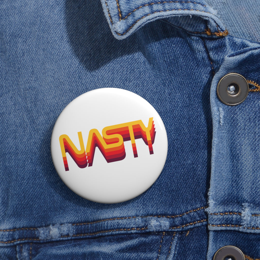 NASTY vintage sunset vibes NASA logo inspired pin buttons - Rerun Designs