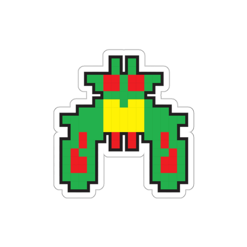 8-bit Legends: Galaga Green Boss die-cut stickers - Rerun Designs