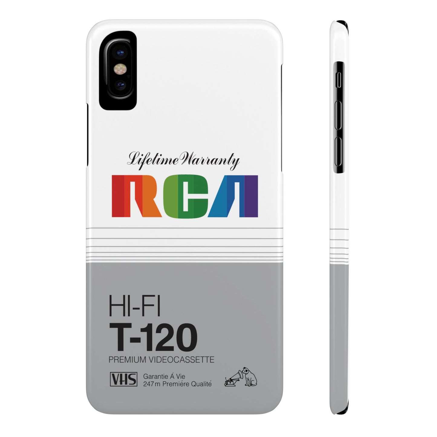 VHS Visions - retro RCA HI FI T-120 VHS tape inspired slim iPhone cases