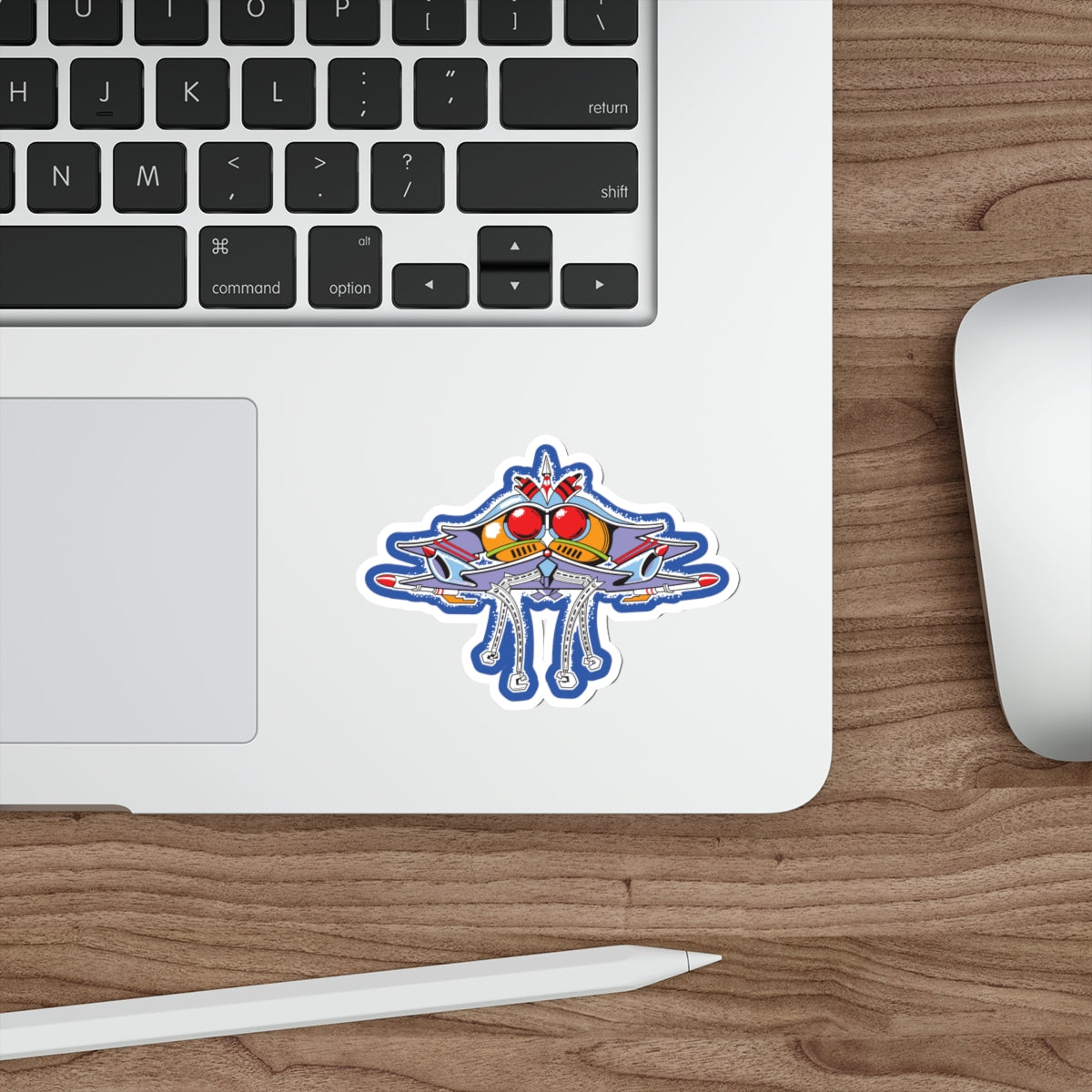Galaga cabinet art die-cut stickers - Rerun Designs