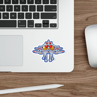 Galaga cabinet art die-cut stickers - Rerun Designs