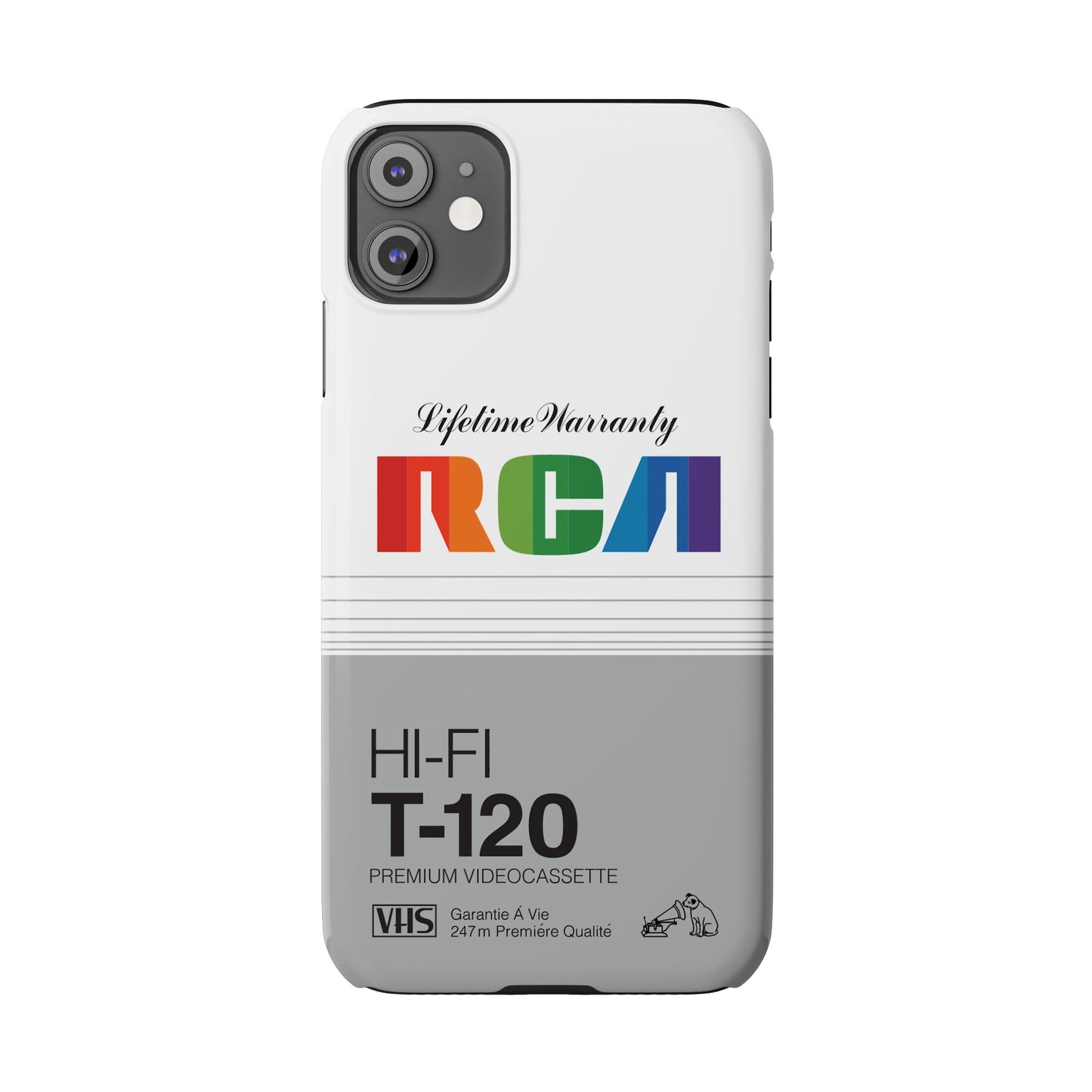 VHS Visions - retro RCA HI FI T-120 VHS tape inspired slim iPhone cases
