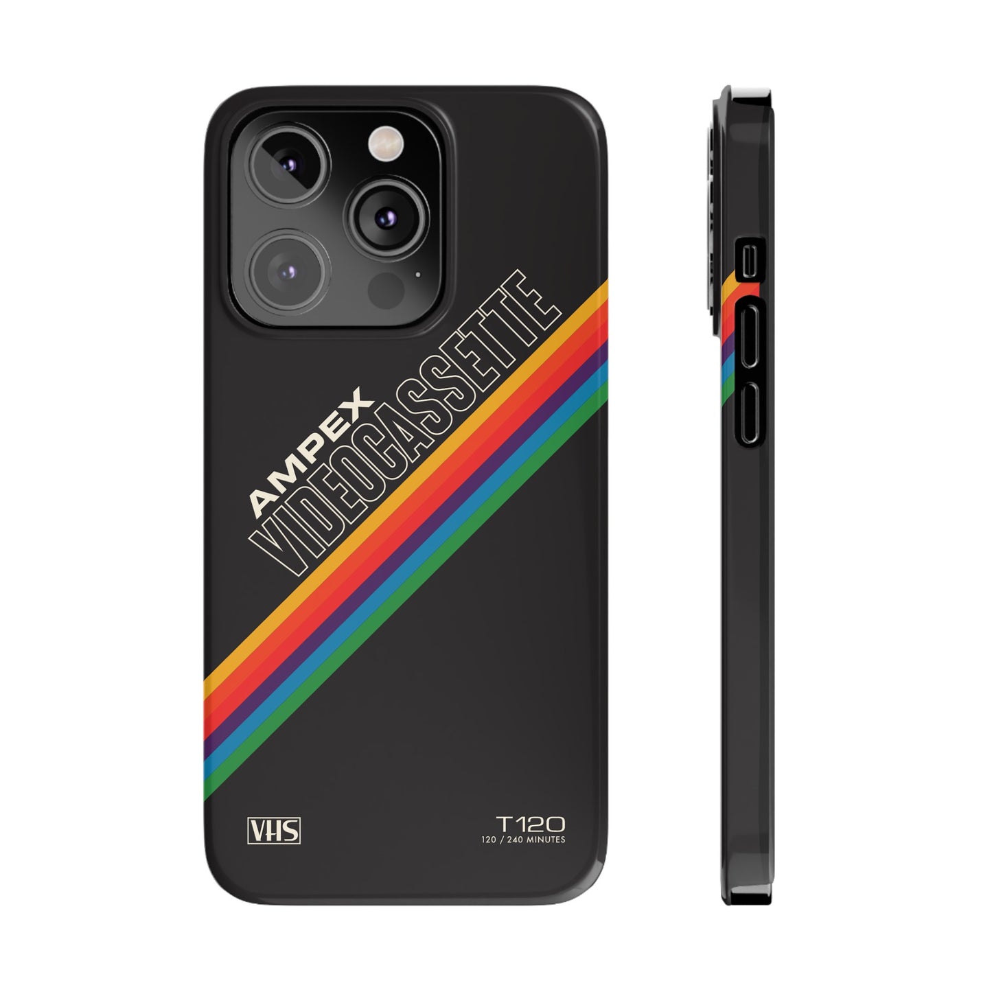 VHS Visions - retro AMPEX T-120 VHS tape inspired slim iPhone cases