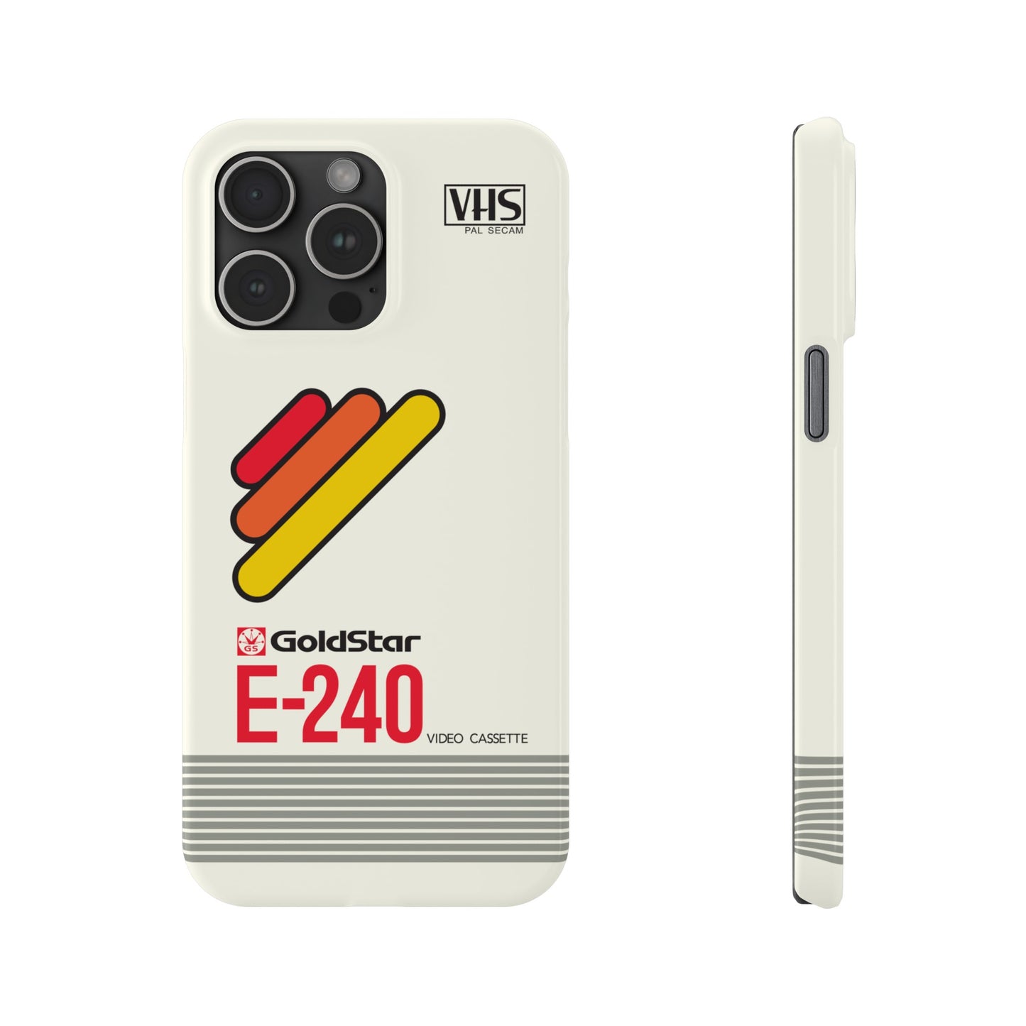 VHS Visions - retro Goldstar E-240 VHS tape inspired slim iPhone cases