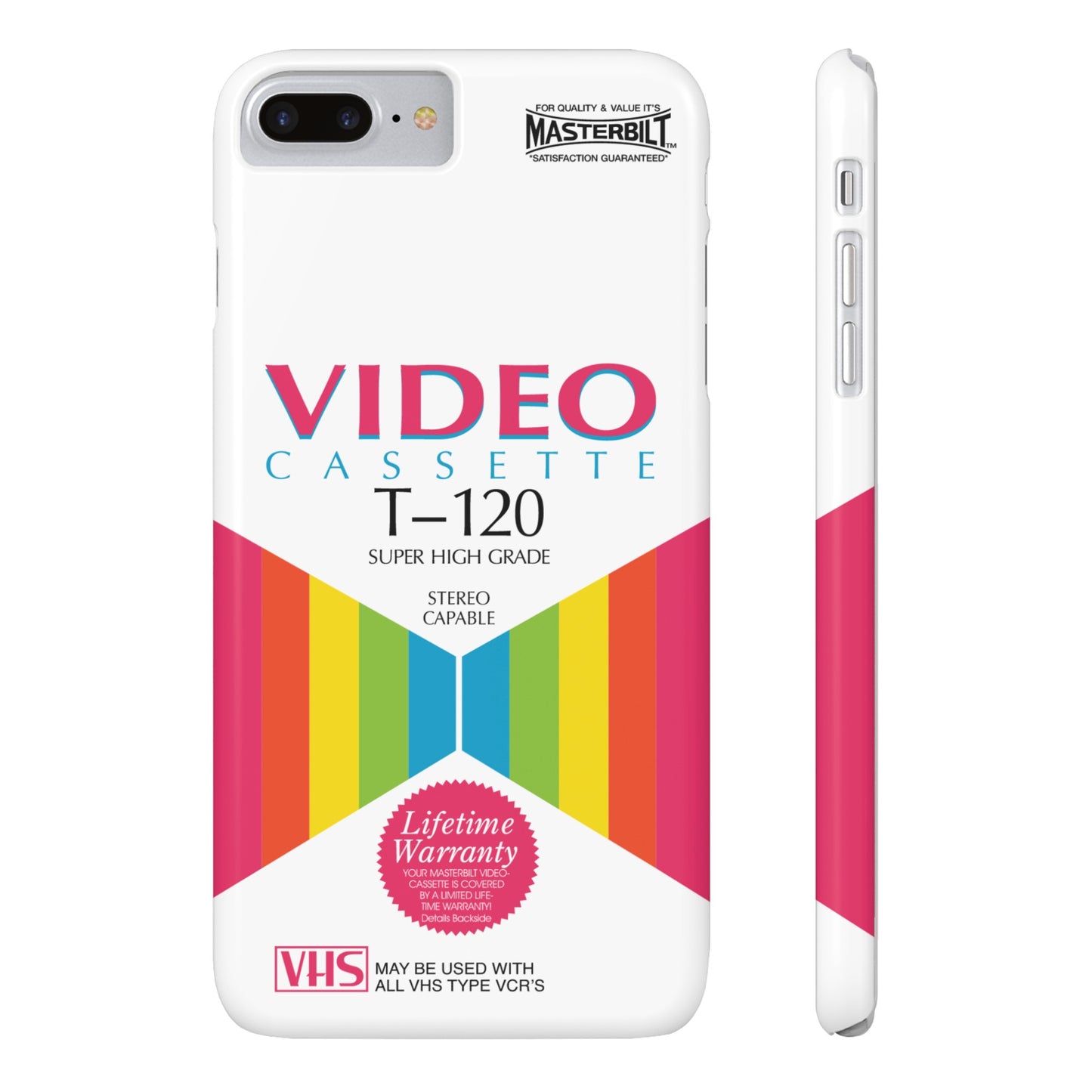 VHS Visions - retro Masterbilt T-120 Super High Grade VHS tape inspired slim iPhone cases