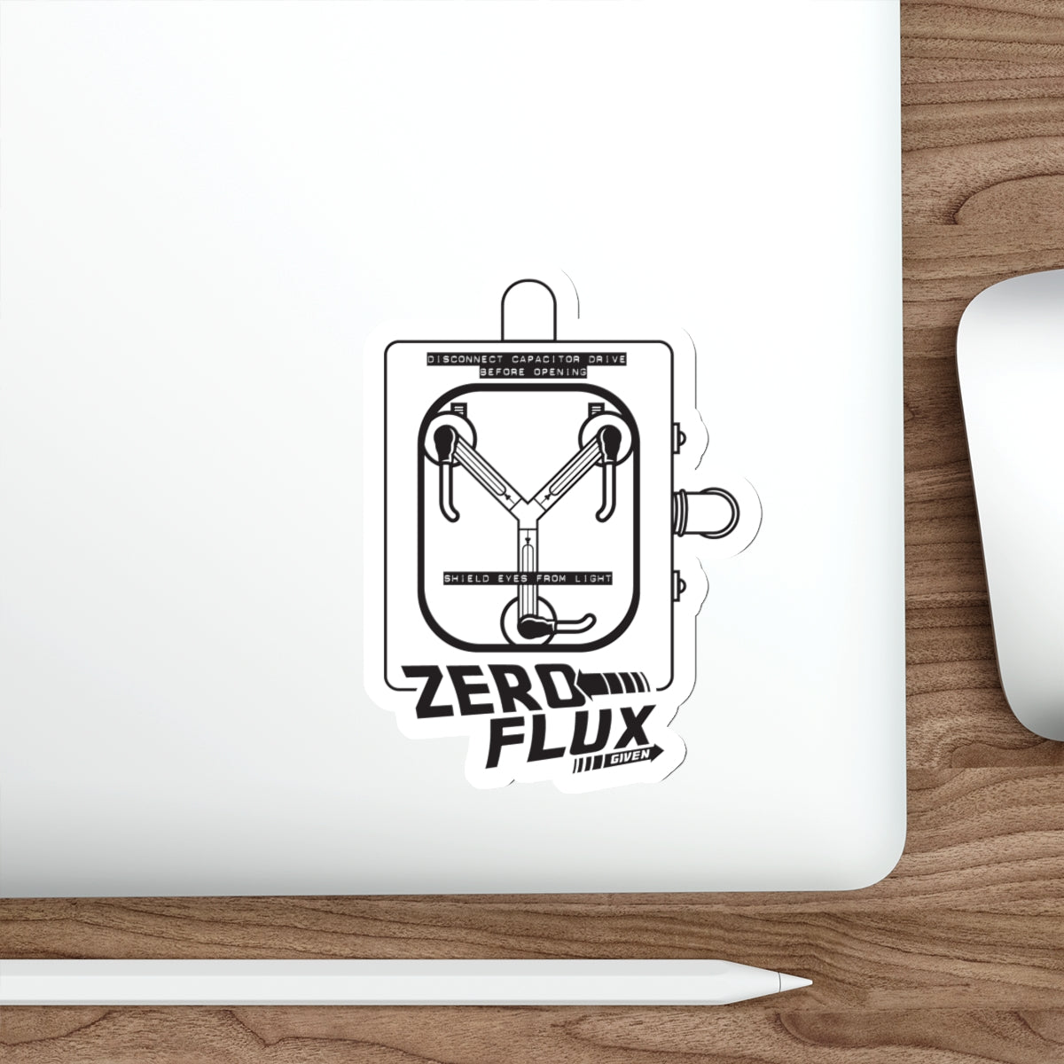 Back to the Future movie inspired "Zero Flux Given" flux capacitor die-cut vinyl sticker - Rerun Designs