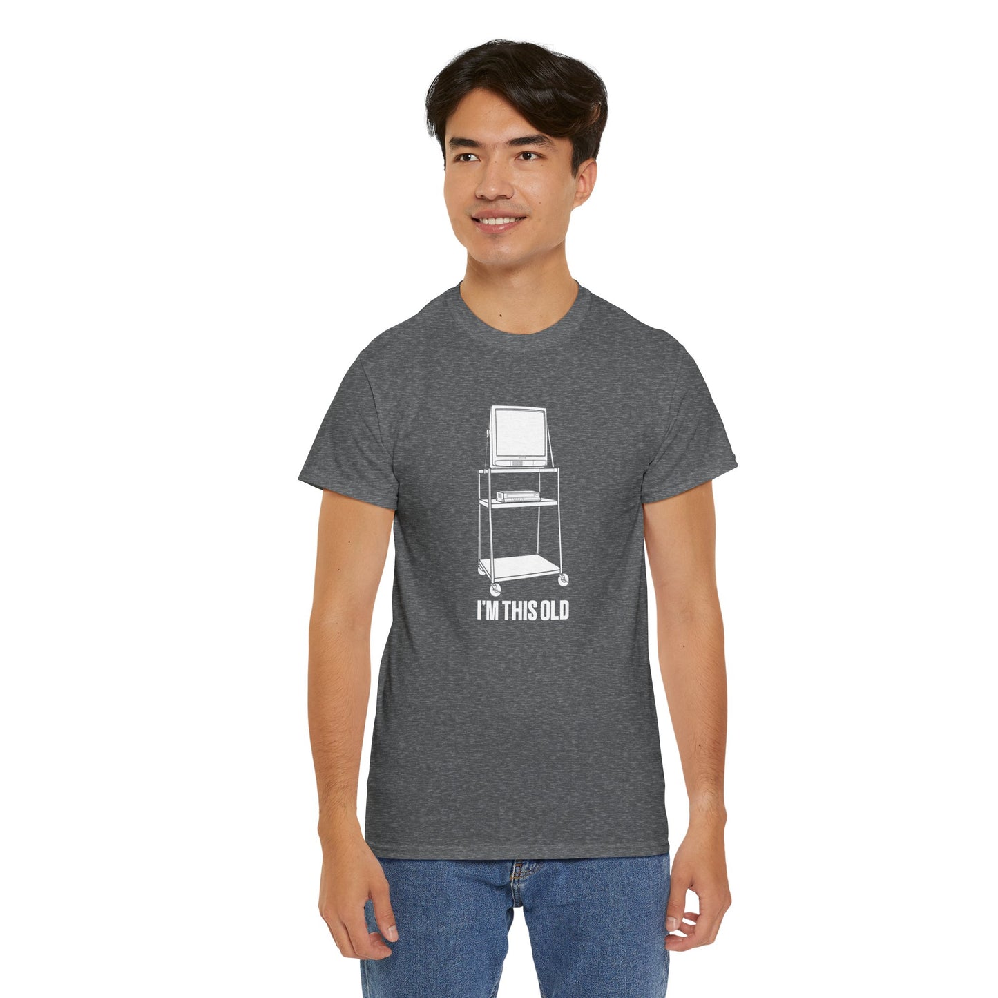 I'M THIS OLD - vintage TV and VCR on wheeled cart unisex t-shirt