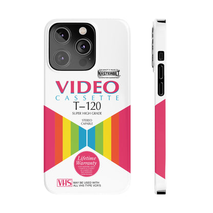 VHS Visions - retro Masterbilt T-120 Super High Grade VHS tape inspired slim iPhone cases