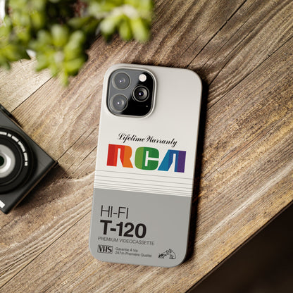VHS Visions - retro RCA HI FI T-120 VHS tape inspired slim iPhone cases