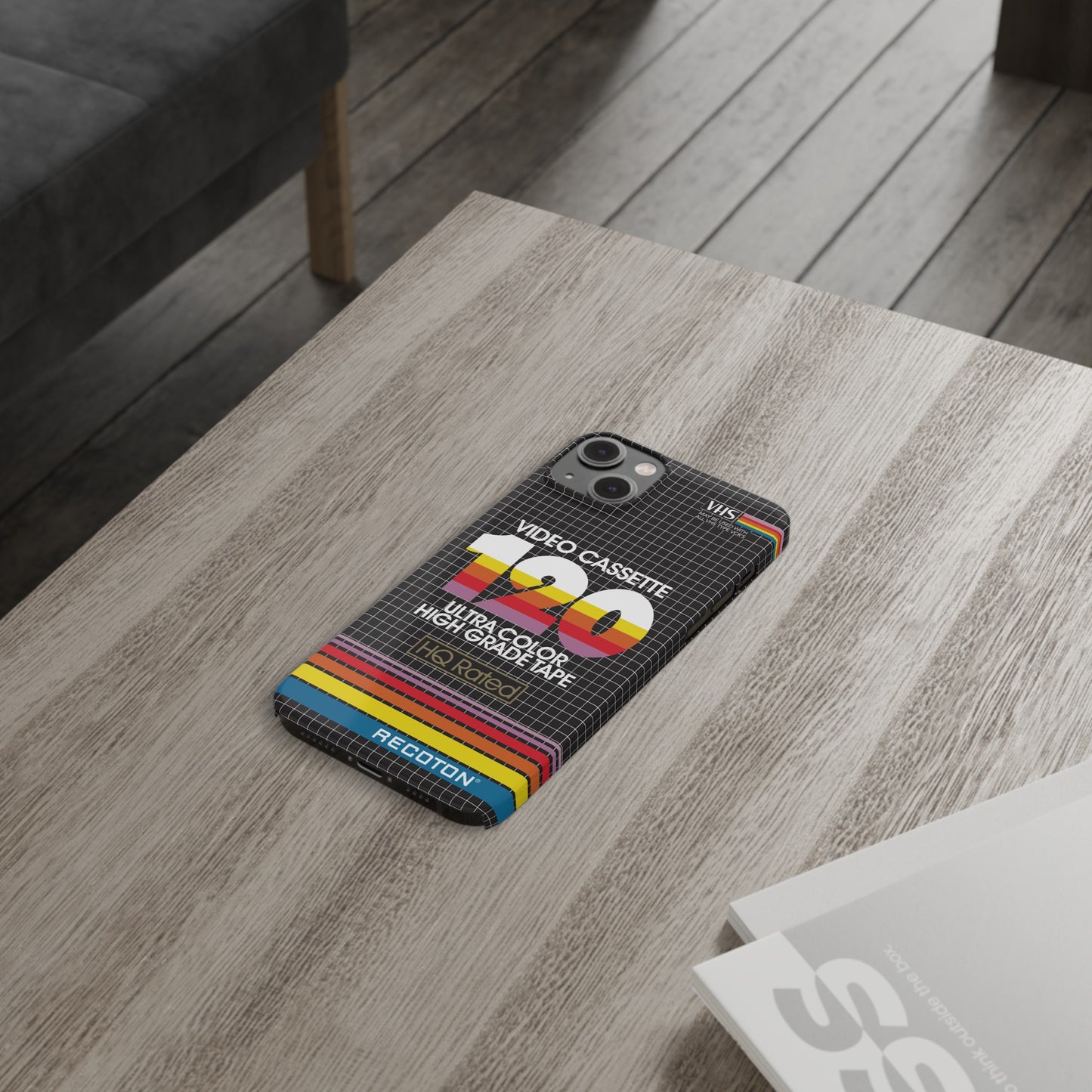 VHS Visions - retro RECOTON Ultra Color High Grade HQ 120 VHS tape inspired slim iPhone cases