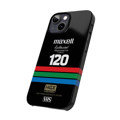 VHS Visions - retro Maxell Epitaxial T-120HGX VHS tape inspired slim iPhone cases