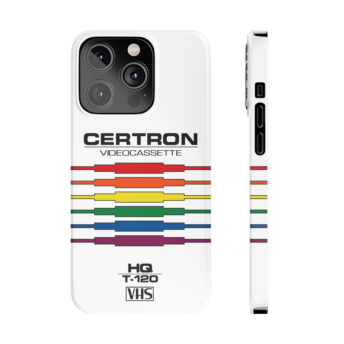 VHS Visions - retro Certron HQ T-120 VHS tape inspired slim iPhone cases